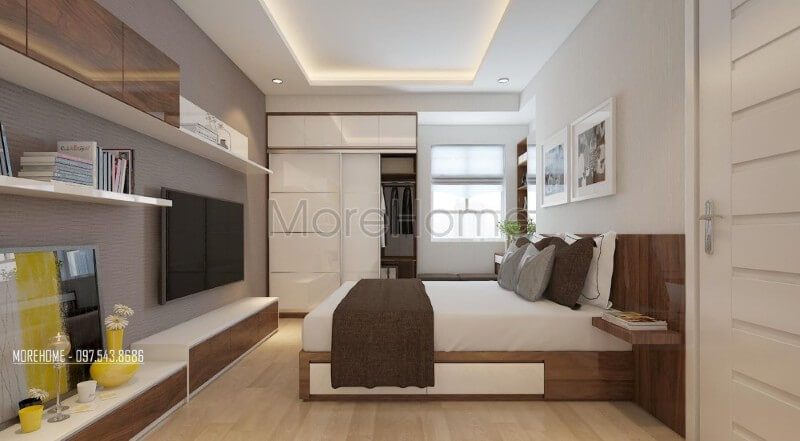 Trang trí nội thất phòng ngủ chung cư được bố trí một cách khoa học và hợp lí