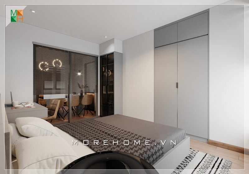 Mẫu thiết kế phòng ngủ tối giản có diện tích nhỏ với nội thất gỗ công nghiệp cao cấp cho chung cư, nhà phố phong cách hiện đại